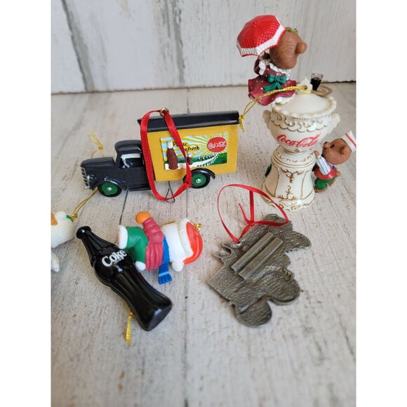 Coca-Cola AS IS bear variety ornament Xmas car wagon set Coke bottle - Picture 2 of 4